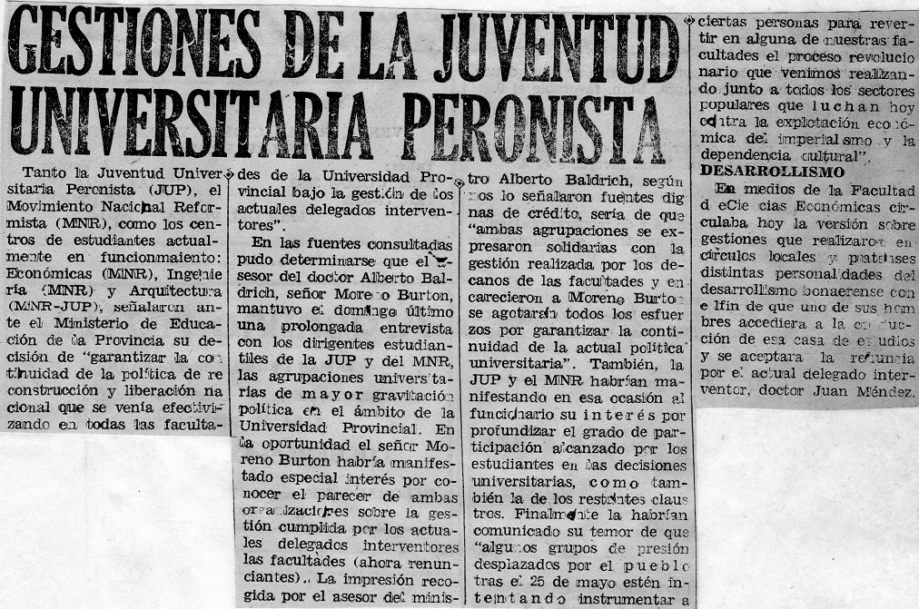 Gestiones de la Juventud Universitaria Peronista