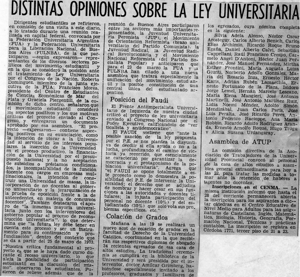 Distintos opiniones sobre la Ley Universitaria