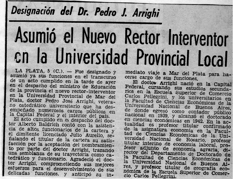 Designación del Dr. Pedro J. Arrighi