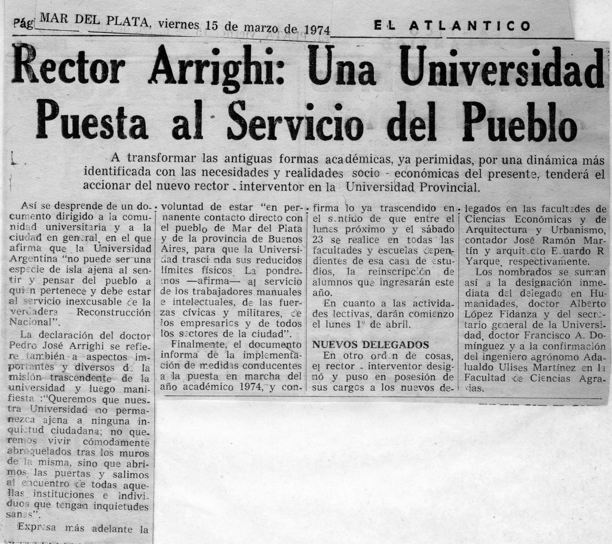Una Universidad Puesta al Servicio del Pueblo