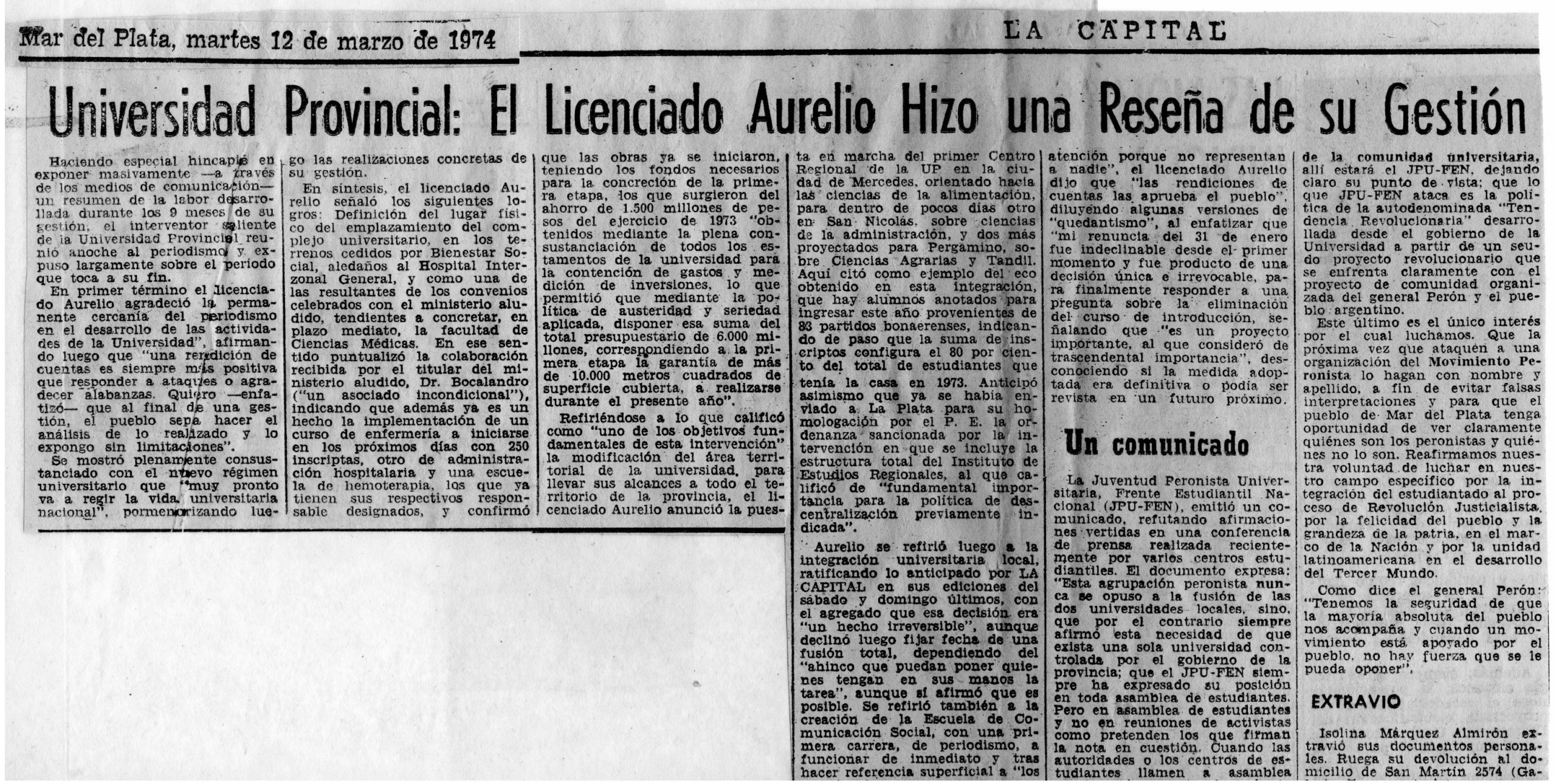 Universidad Provincial: El Licenciado Aurelio Hizo una Reseña de su Gestión