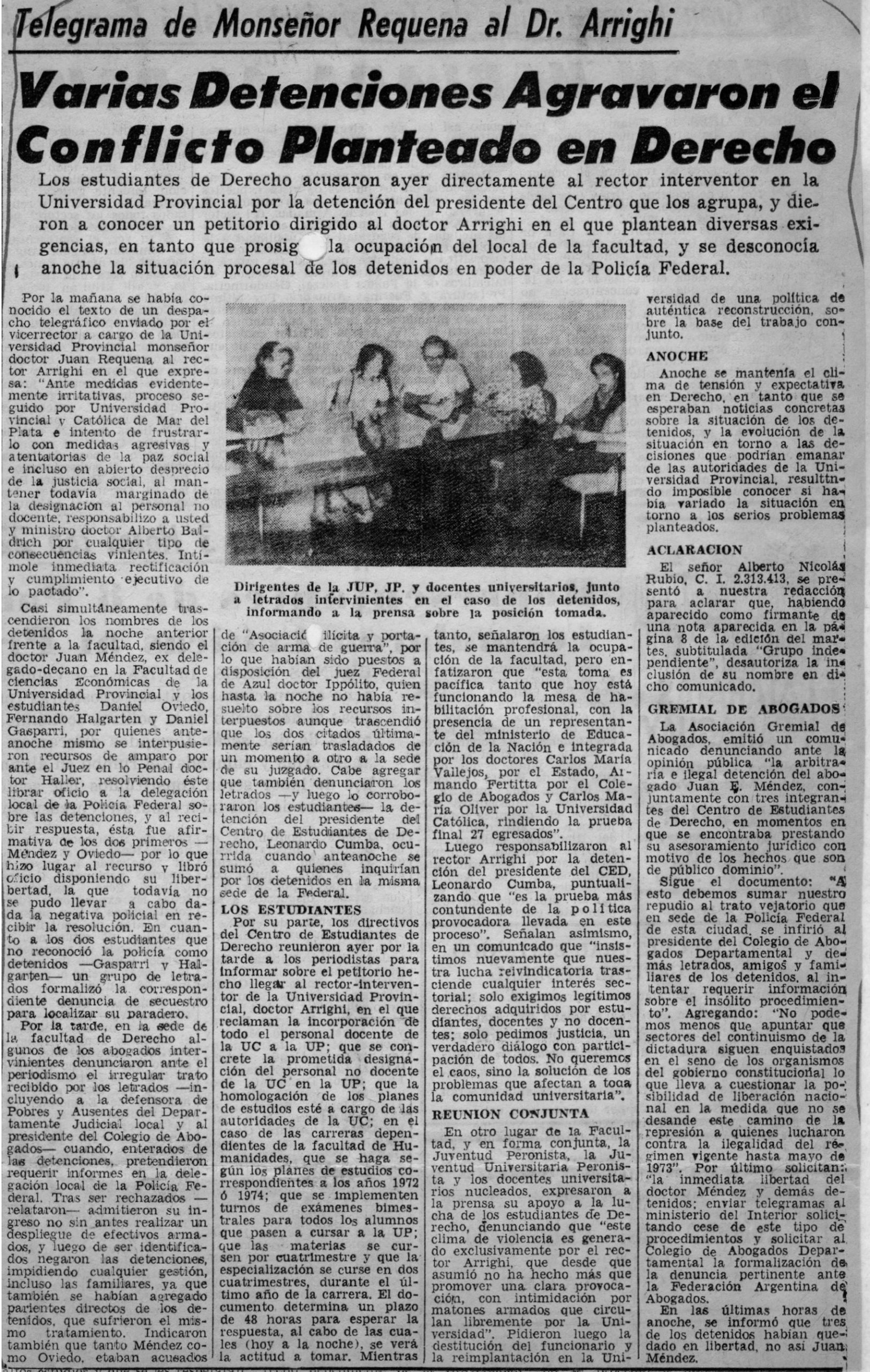 Telegrama de Monseñor Requena al Dr. Arrighi