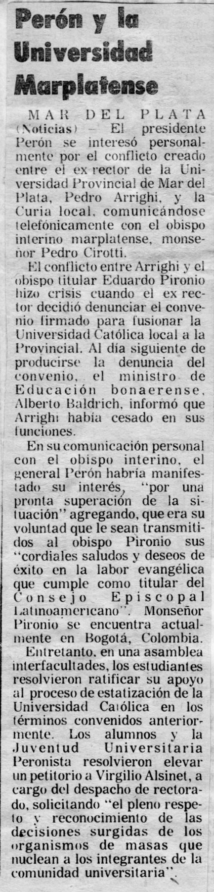 Perón y la universidad marplatense