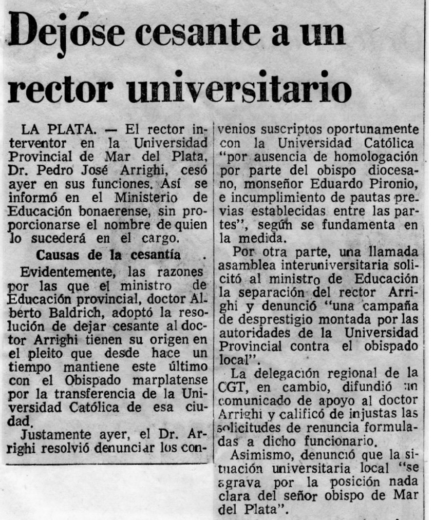 Dejóse cesante a un rector universitario
