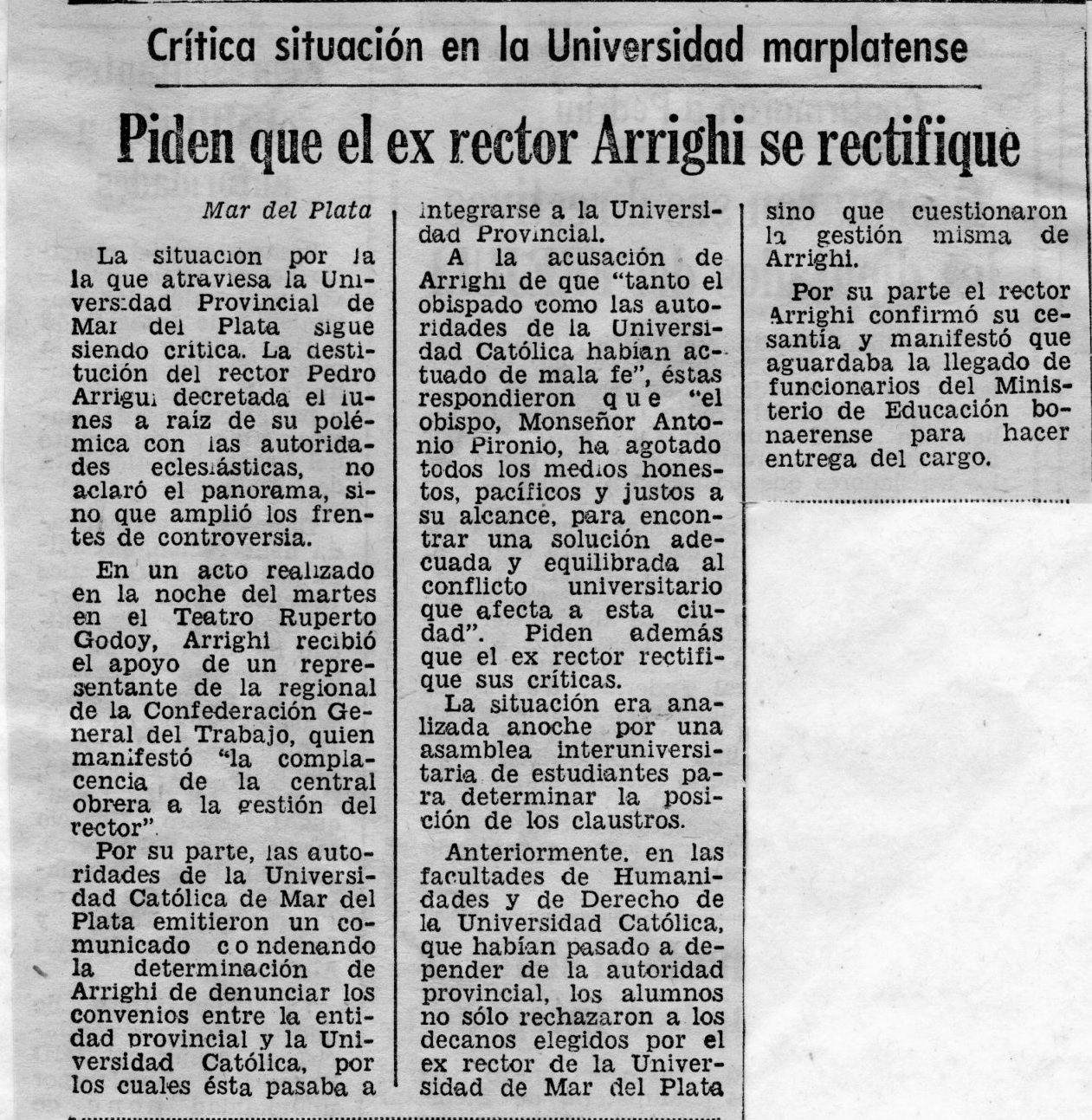 Crítica situación en la Universidad Universidad marplatense