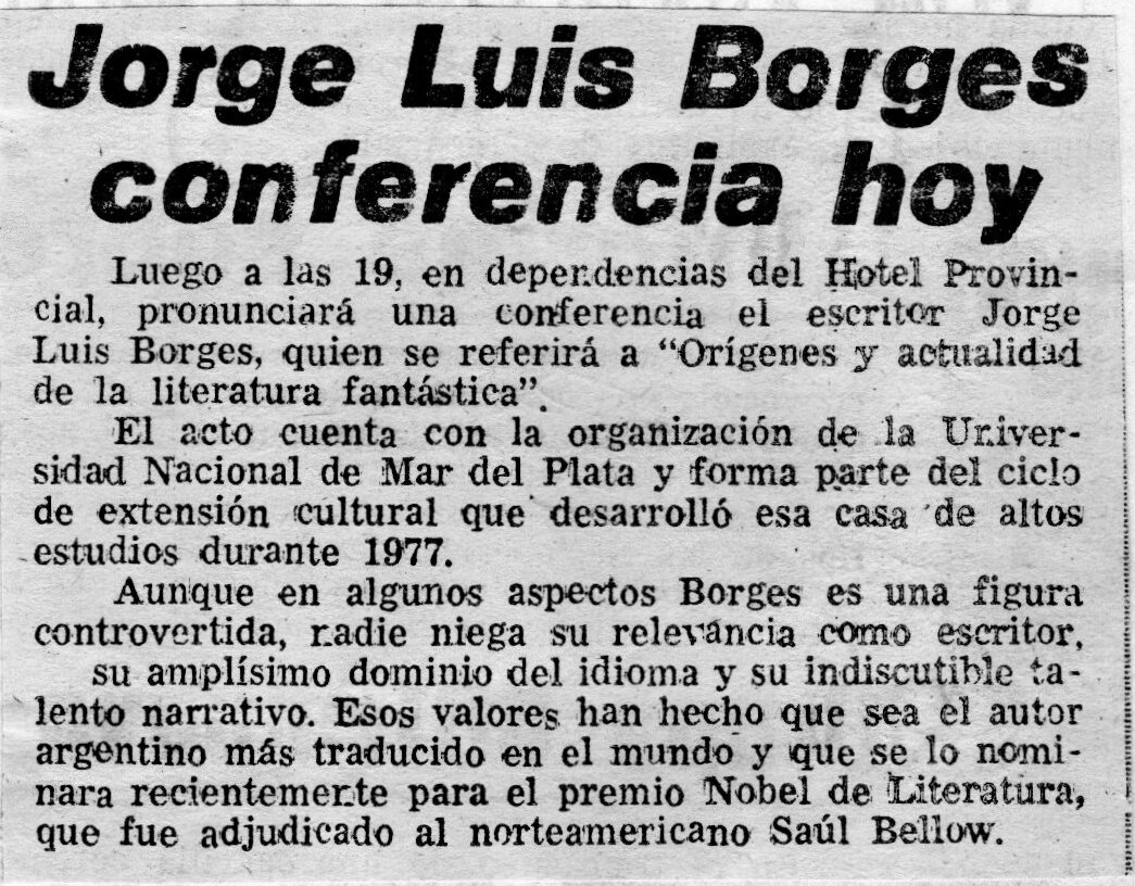 Jorge Luis Borges conferencia hoy